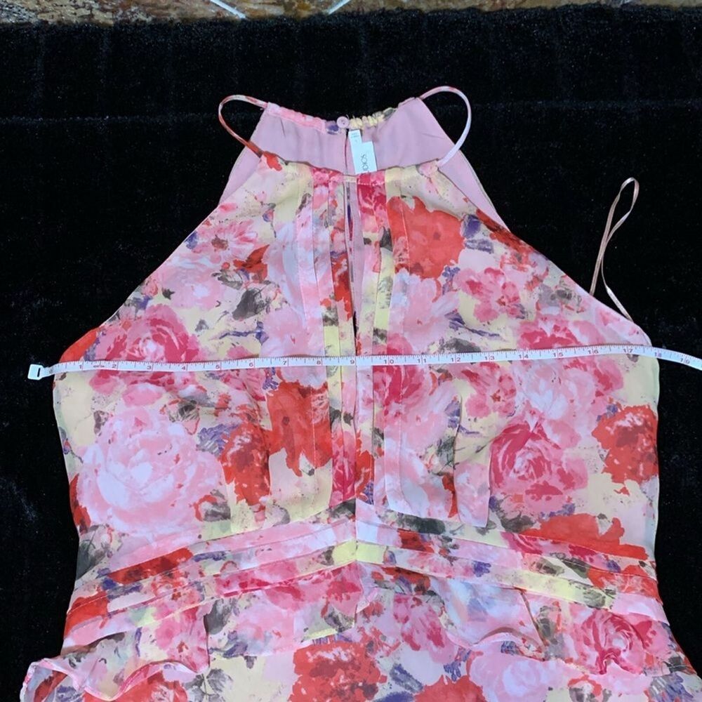 Floret Studios Floral Ruffle Waist A-line Dress in Pink Floral Size Large - Picture 3 of 16